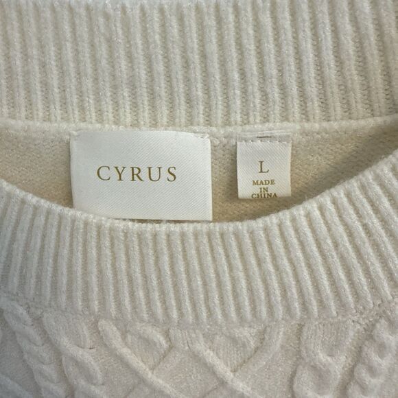 Cyrus Ivory Cable Knit Sleeveless Sweater Vest Large Classic Pullover Preppy - Picture 4 of 8